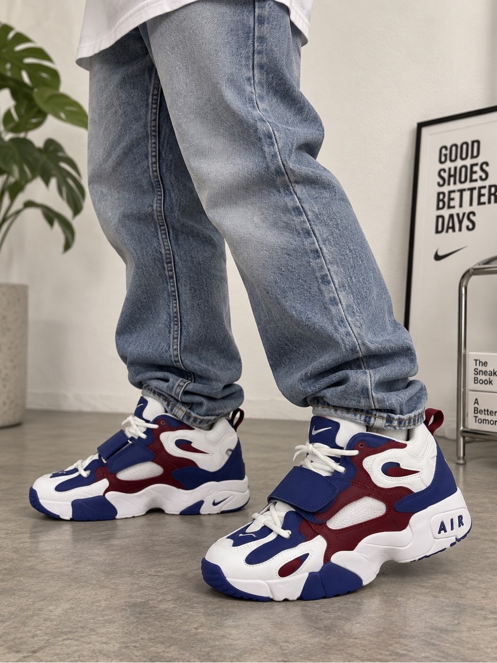 Nike Kids White Blue Maroon High-Top Sneakers